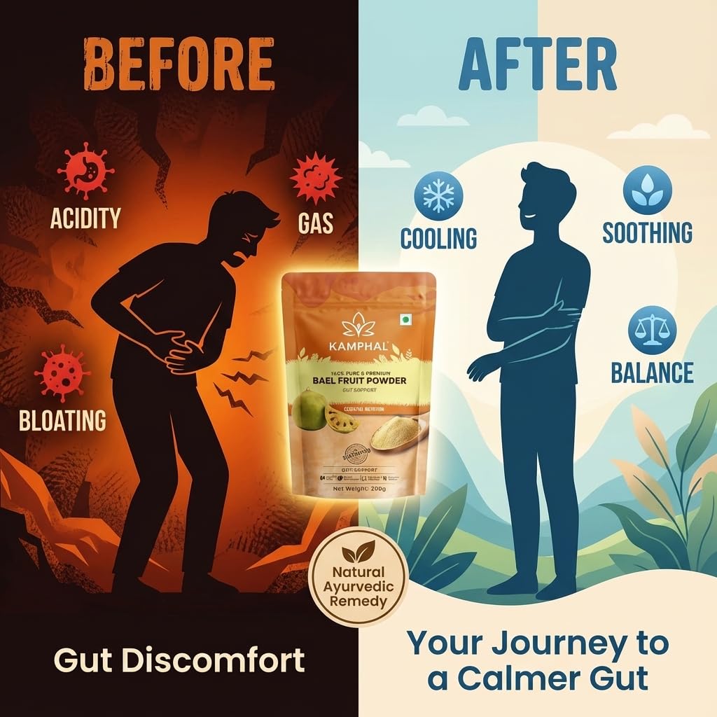 Bael Fruit Powder 200 gm for Acidity, Gas & Digestion | 100% Pure Natural Bilva | Natural Cooling | Supports Loose Motions, IBS & Gut Health | No Sugar or Additives | Fine Mixable Powder