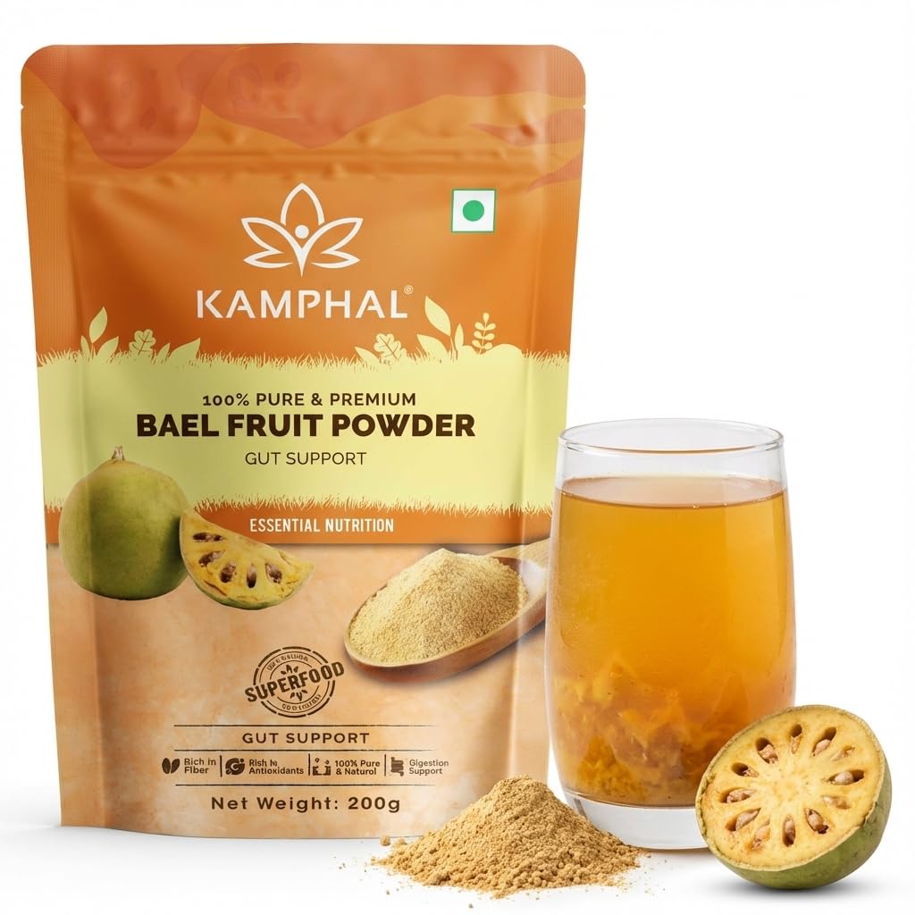 Bael Fruit Powder 200 gm for Acidity, Gas & Digestion | 100% Pure Natural Bilva | Natural Cooling | Supports Loose Motions, IBS & Gut Health | No Sugar or Additives | Fine Mixable Powder