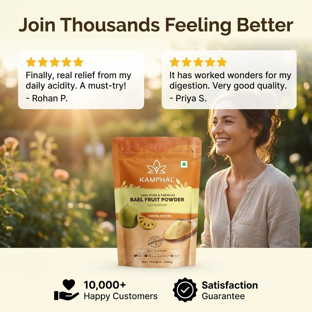 Bael Fruit Powder 200 gm for Acidity, Gas & Digestion | 100% Pure Natural Bilva | Natural Cooling | Supports Loose Motions, IBS & Gut Health | No Sugar or Additives | Fine Mixable Powder