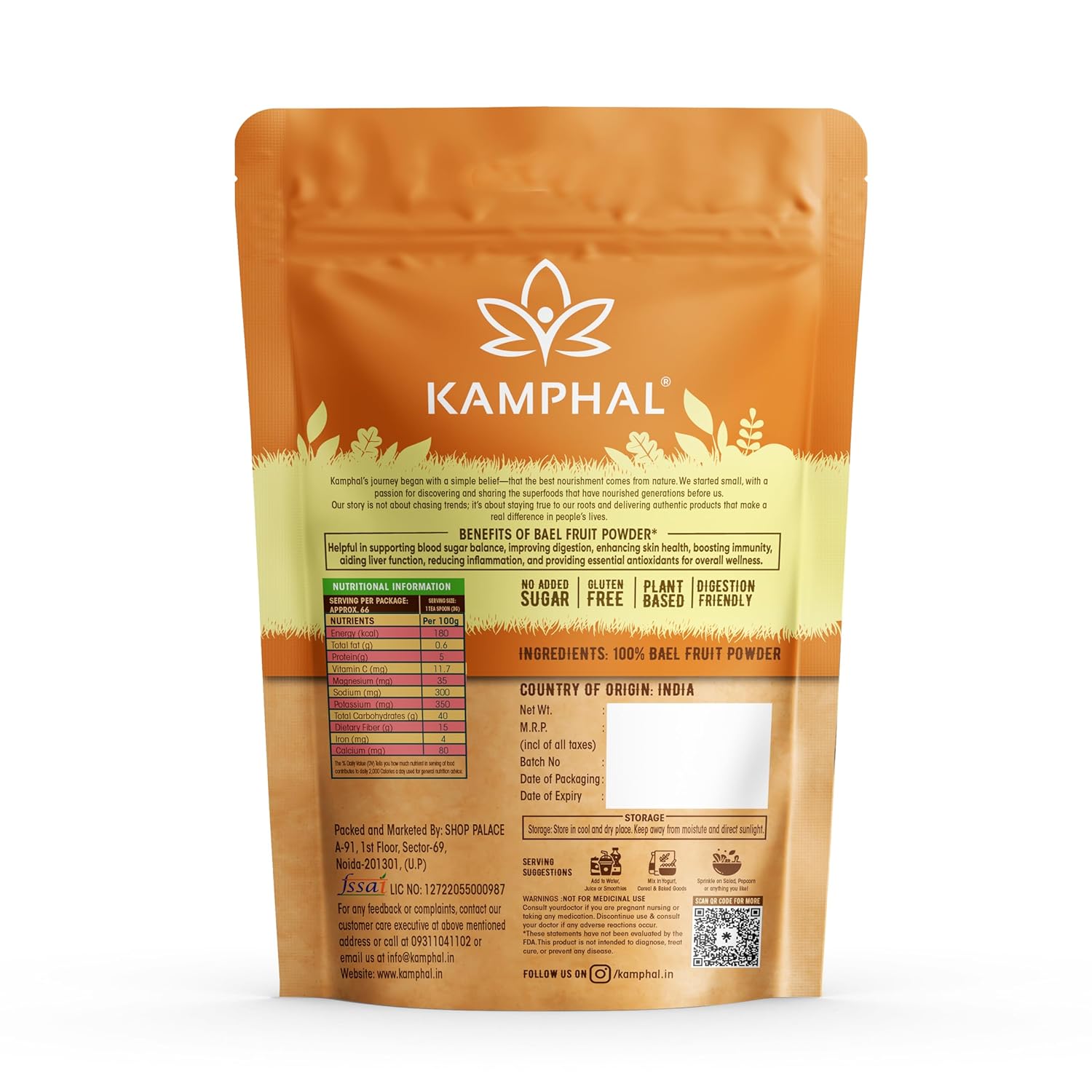 Bael Fruit Powder 200 gm for Acidity, Gas & Digestion | 100% Pure Natural Bilva | Natural Cooling | Supports Loose Motions, IBS & Gut Health | No Sugar or Additives | Fine Mixable Powder