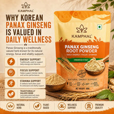 Panax Ginseng Powder 100g | Standardised Extract Korean Red Ginseng Root Powder | Supports Energy, Stamina & Focus | Cognitive Support | Natural Herbal Supplement for Men & Women
