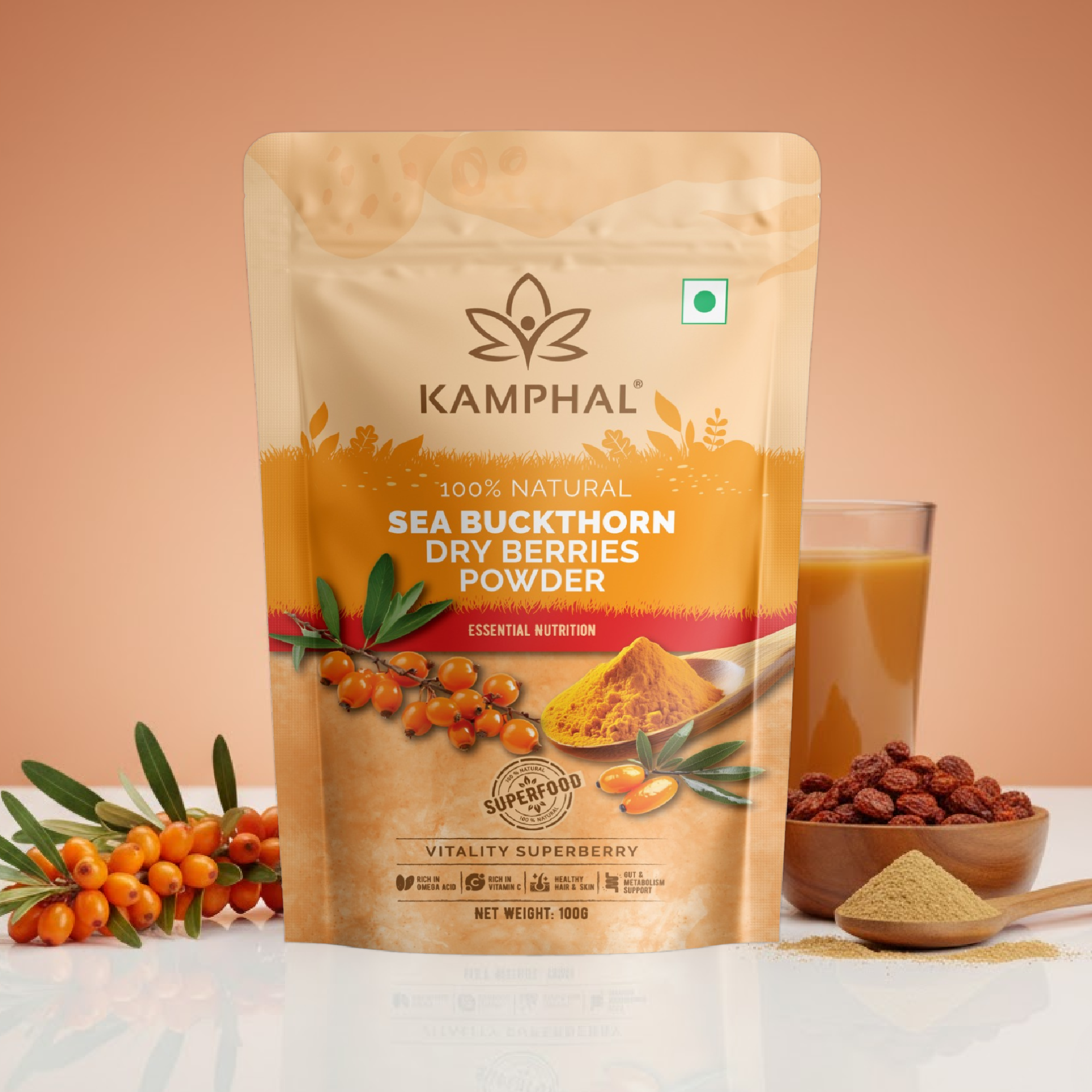 Sea Buckthorn Dry Berries Powder 100 gm |100% Pure Natural from Ladakh | No Additives Added