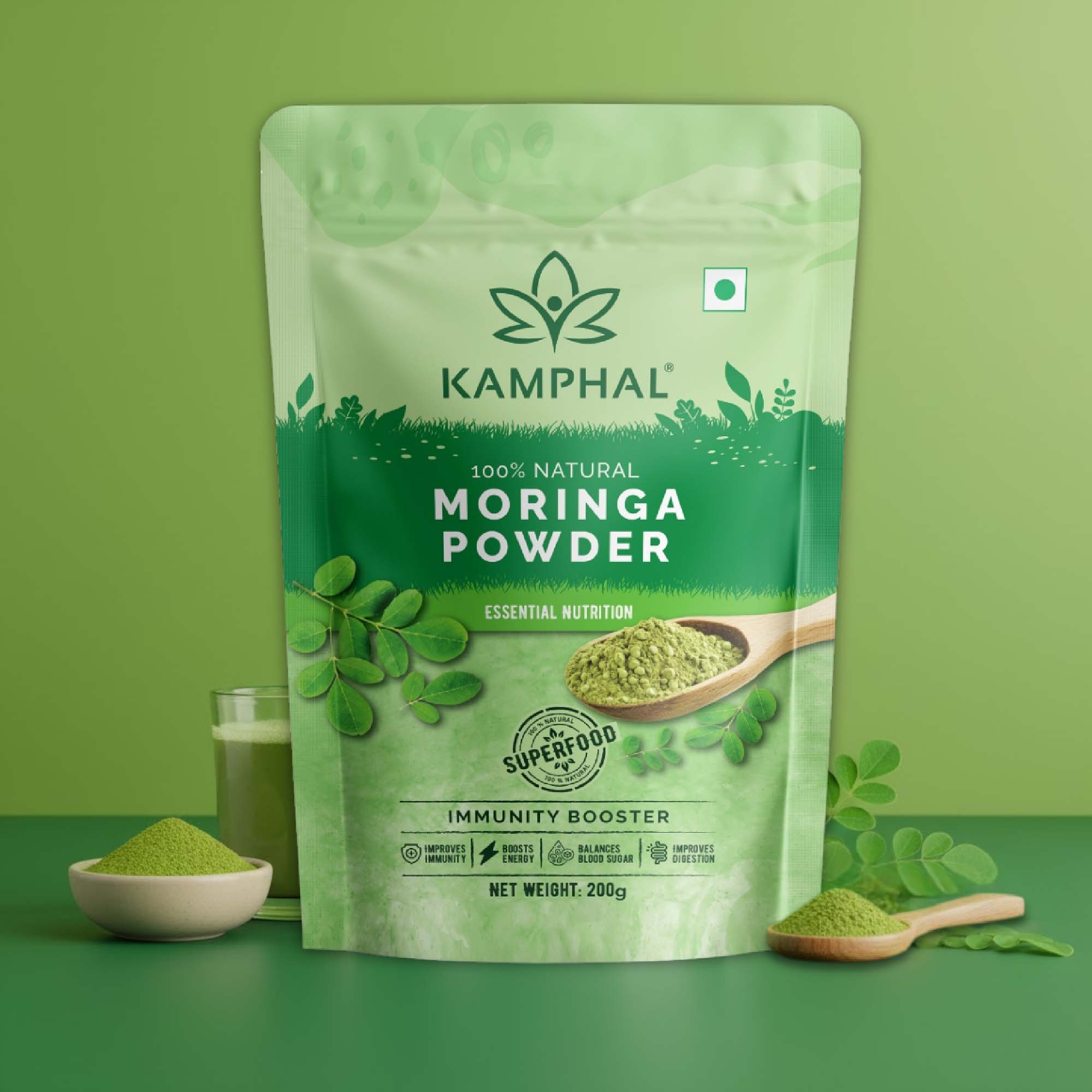 Moringa Leaves Powder 200g  100% Pure Natural | Dust and Bitterness Free | Made from Selected Moringa Leaves
